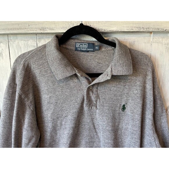 Polo Ralph Lauren VINTAGE 90s Men's Polo Shirt Long Sleeve Sz XL Gray - Picture 4 of 14